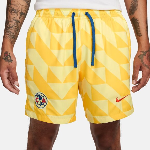 Nike Club America Flow Graphic Soccer Shorts Yellow DZ5649-706 Mens Size Large - Picture 1 of 7